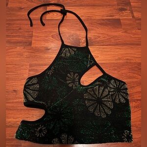 Beginning Boutique sparkly cutout crop top